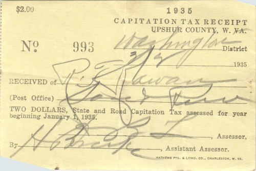 1933 first half tax receipt - half,
