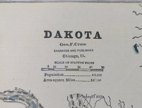 Vintage 1887 dakota - dakota, territory